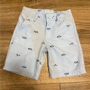 Cat & Jack Boys Flat Front Blue Shark Wave Shorts Size 6